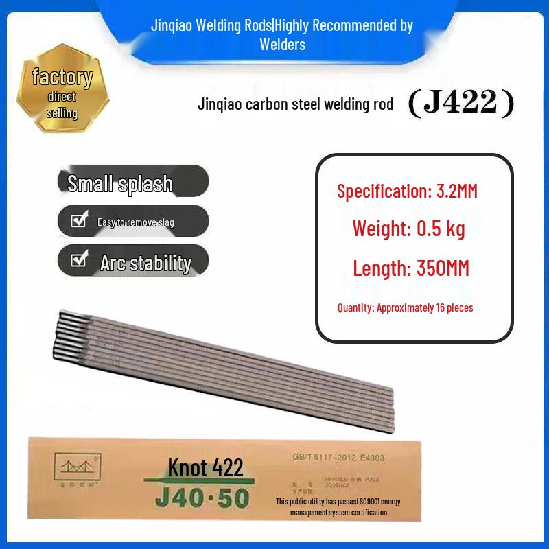 J422 Jinqiao Svetstråd 2,5/3,2/4,0 mm - Låga stänk, Lätt slaggborttagning, Kolstål, 1 kg