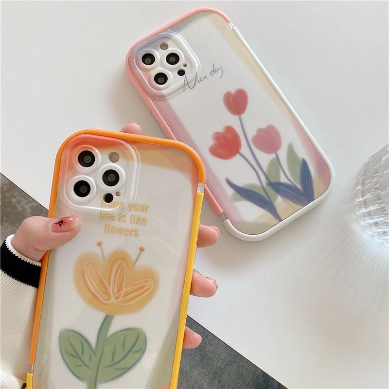 Ins Watercolor Lalele Floare Husa Telefon pentru Iphone 13 Pro Max 12 11 7 8 Plus Xr Xs Max Fundas Cover Anti-șoc Protector Coque