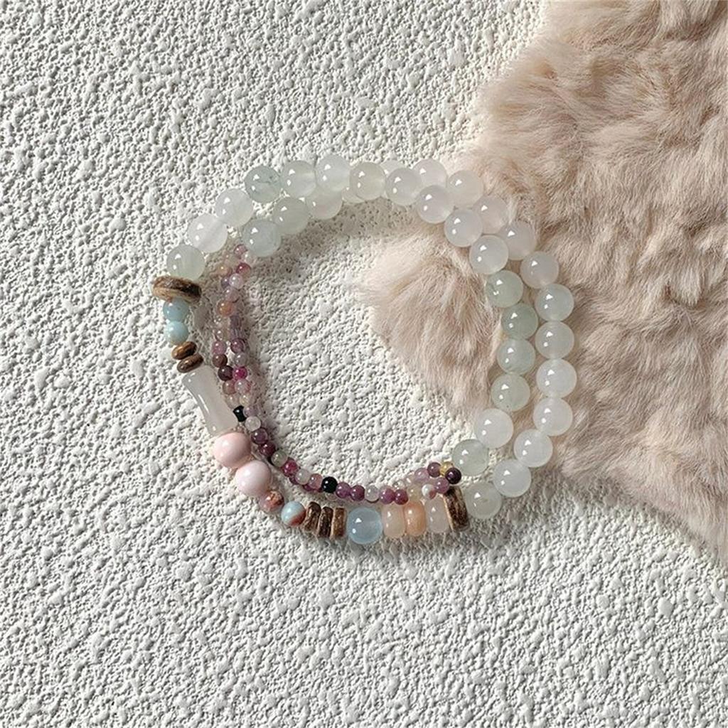 B165 Design Sense Multi Layer Bead Simple Texture Fresh Antique Style Bracelet Fresh Jade Fairy Feeling Lucky Hand Trend Bangle