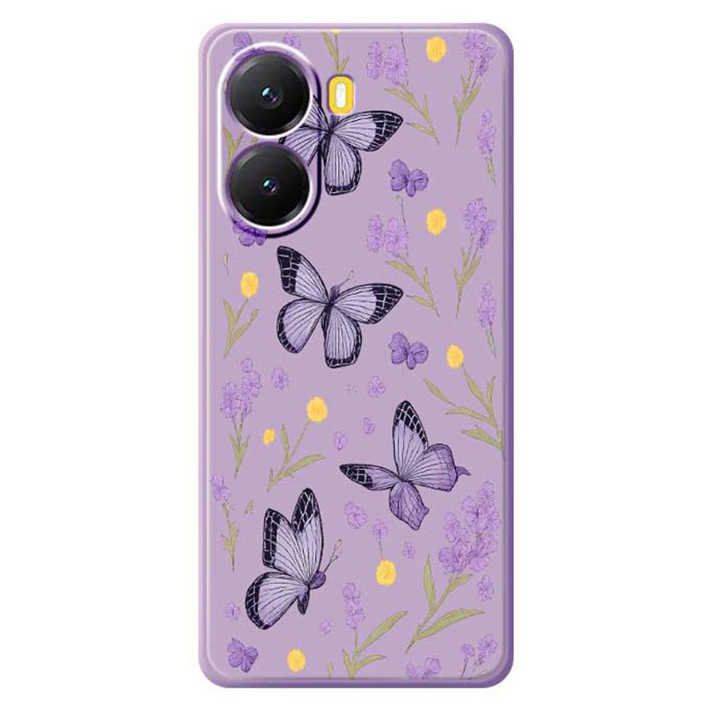 For Xiaomi Redmi Turbo 4 5G/Poco X7 Pro 5G Case Purple Butterflies Pattern Printing Straight Edge TPU Phone Back Cover