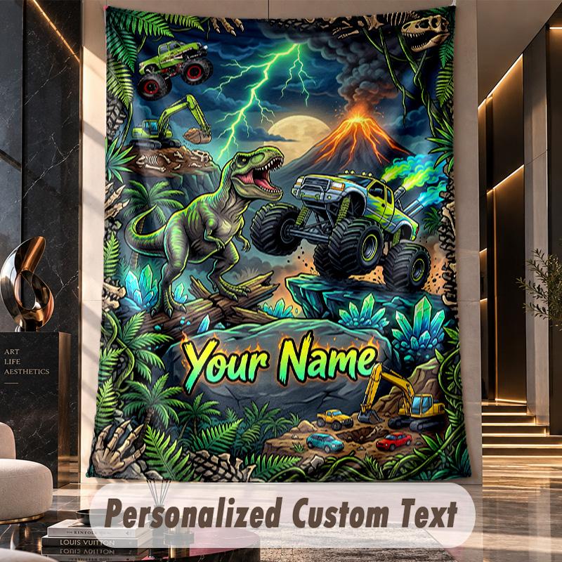 Monster Truck (68) Theme Custom Tapestry Personalized Custom Name Text Wall Hanging Tapestry Home Decor Background Cloth