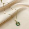 Necklace does not fade female summer trendy safety buckle ins cold wind Japanese and Korean lotus jade ring female high-end necklace