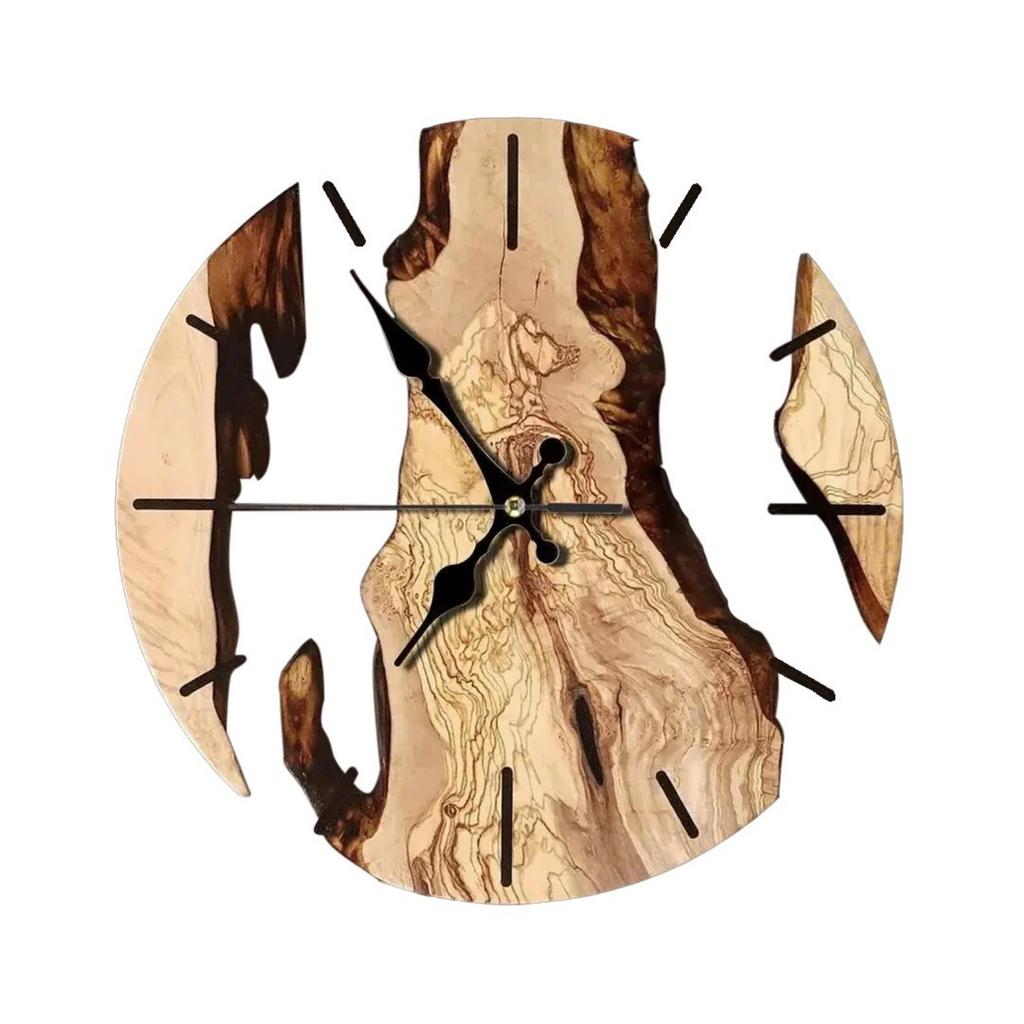 Vintage 30cm Wood Grains Wall Clock with Transparent Tempered Glass Country House Clock for Bedroom Living Room Decors