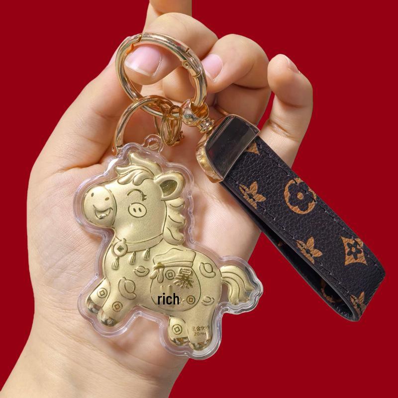 999 Pure Gold Year of the Horse Keychain Bag Charm & Mobile Phone Lanyard - Perfect Birthday Gift