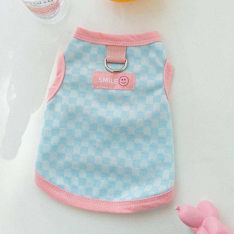 Spring and Summer Contrasting Color Checkerboard Cat Vest Into Cat Kitten Spring Two Feet Leash Pet Cat Clothes