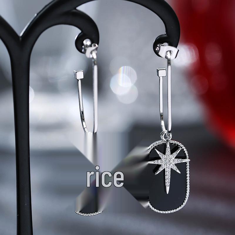 Elegant Starry Sky Geometric Rhinestone Earrings for Women with Metal Pendant