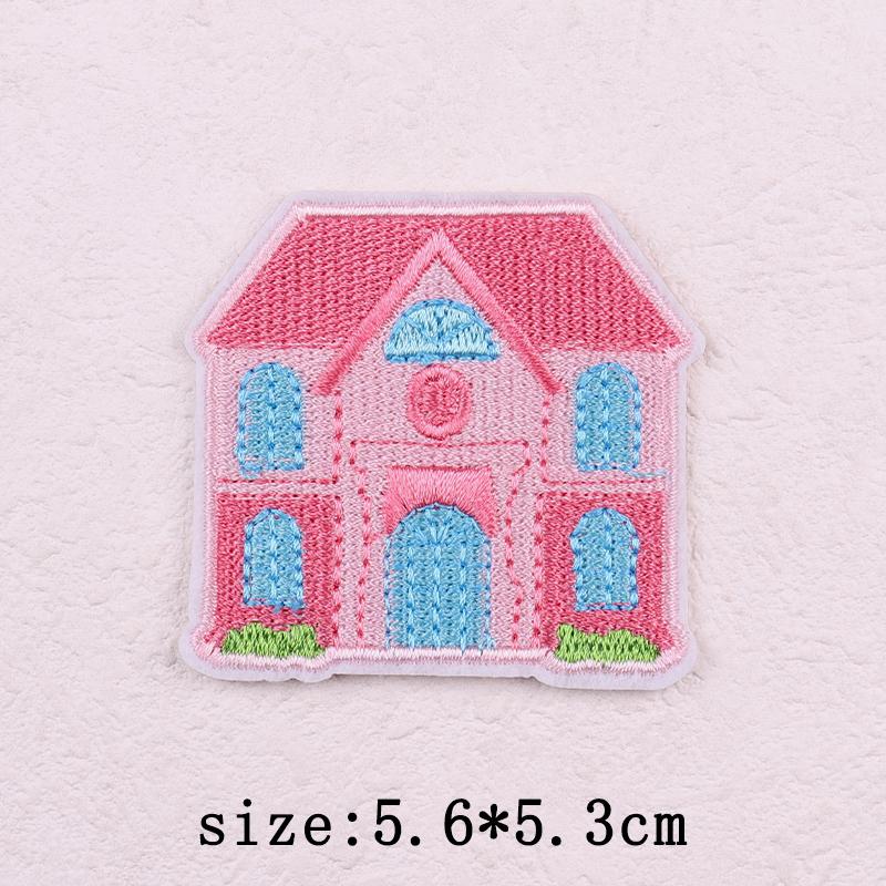 Pink Cartoon Embroidery Patch Iron On Patches For Clothing Flower Letters Patches On Clothes Sewing Fusible Patch Applique Decor