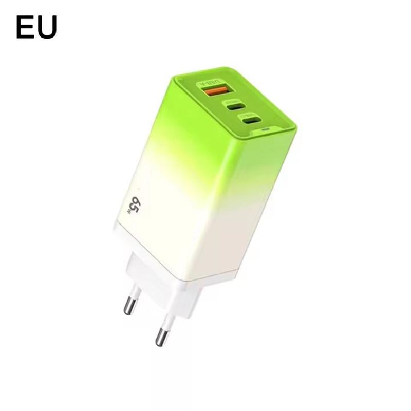 USB Type C Charger With Gradient Shell 65W Fast Charging 3-Port USB-C USB-A Adapter Plug For EU/US For iPhone