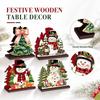 Christmas Wooden Tissue Holder, Holiday Tissue for Home Bathroom Kitchen Table Decor