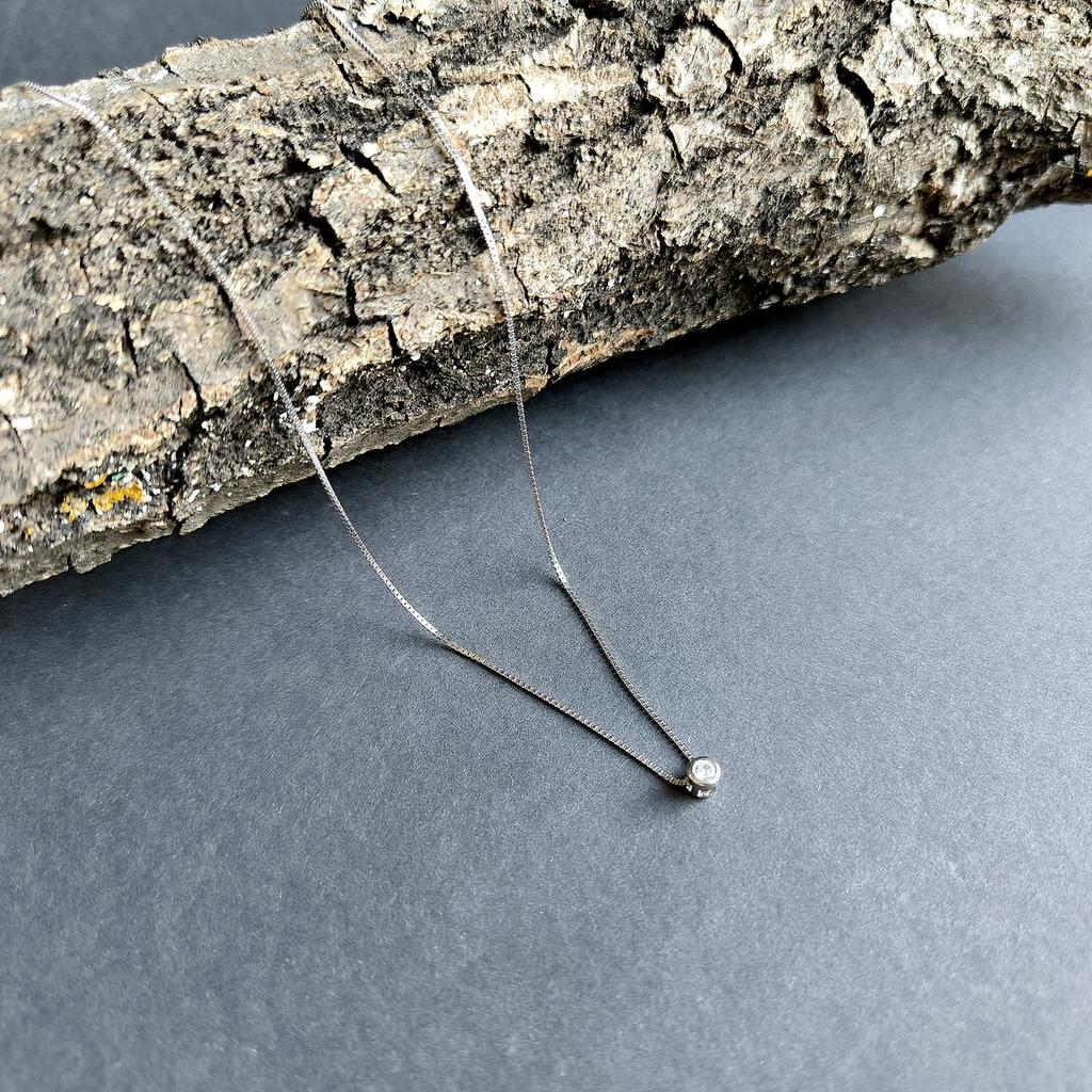 Silver Necklace with Cubic Zirconia, Product Weight 2.14 G (2160915)