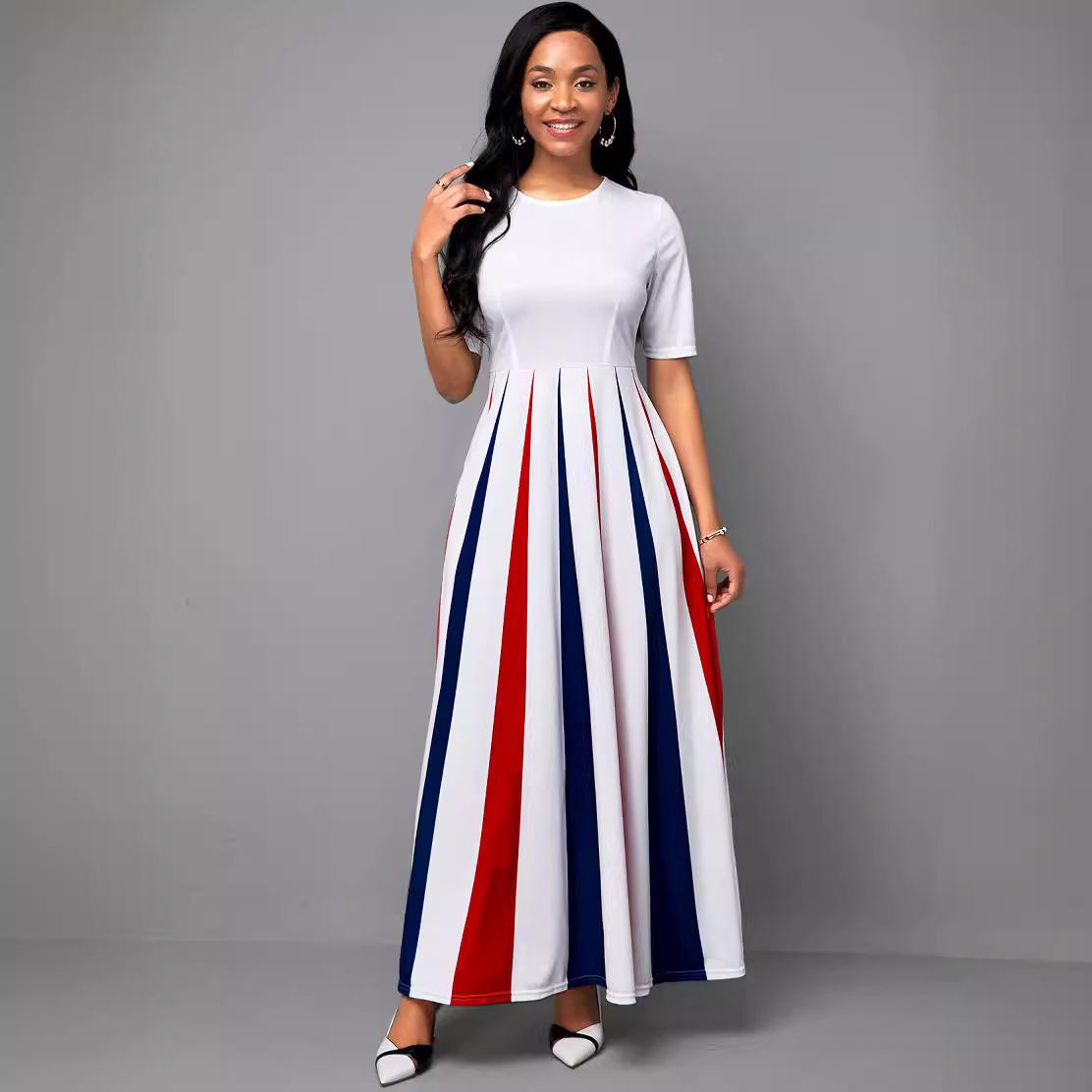 

Юбка QICED Summer Spring женская с постепенным принтом, короткими рукавами и круглым вырезом XXXXXL белый