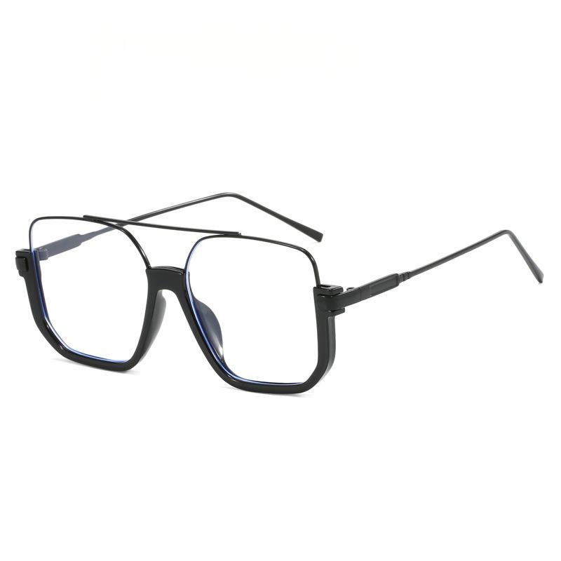 2 Pair of Universal Fashion Glasses Square-framed Glasses Fashionable Campus Style Clear Black Frame