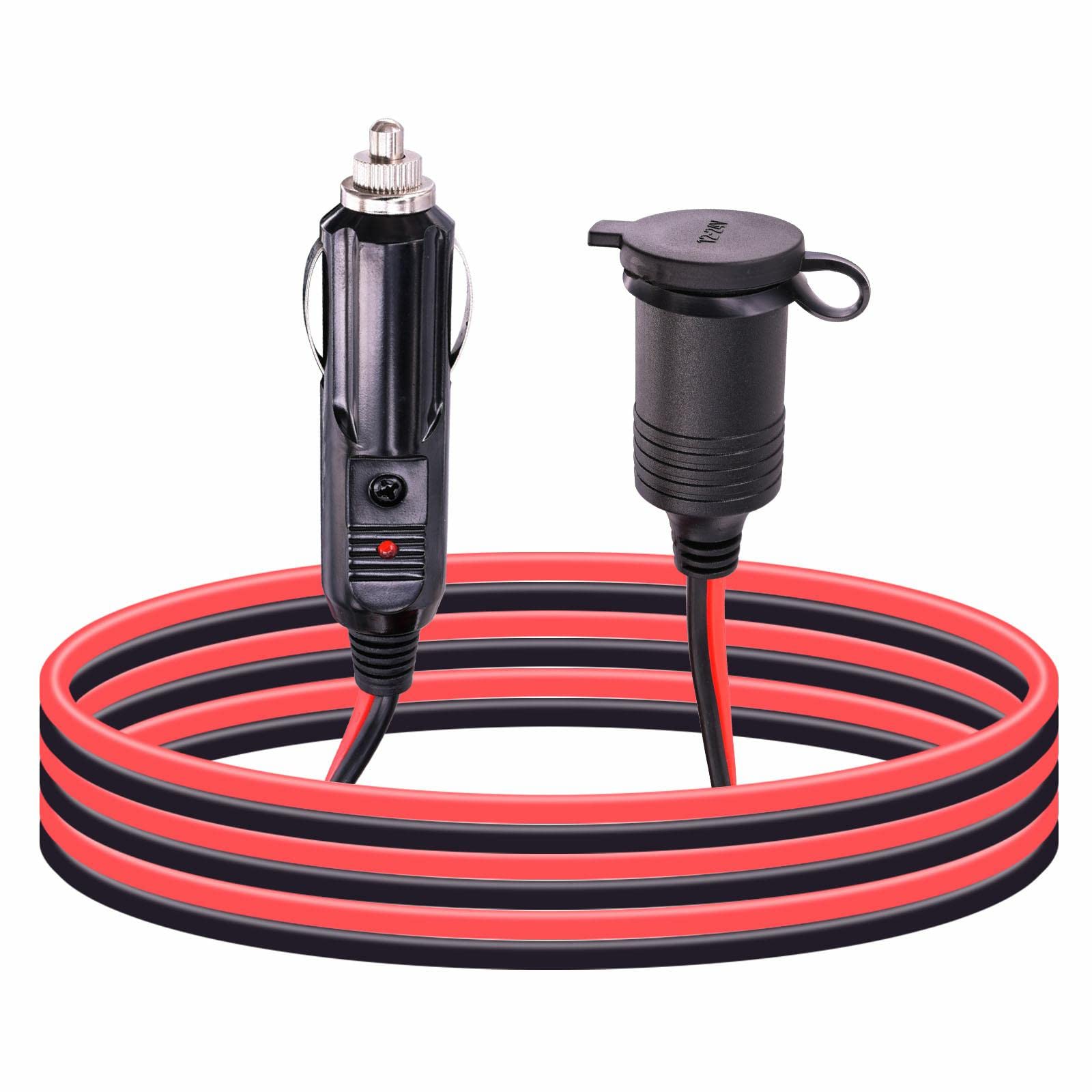 Leehitech 3M 12V/24V Автомобильный кабель-зарядка от прикуривателя, 16AWG Сигаретный 3M-1