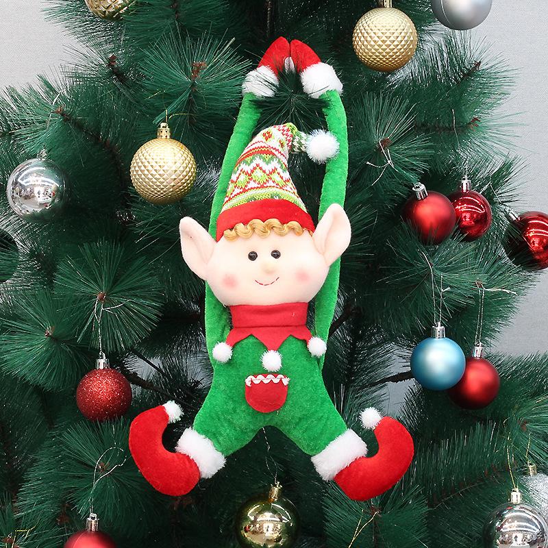 New fabric pointed hat elf doll door hanging curtains holding Christmas tree pendant decorations