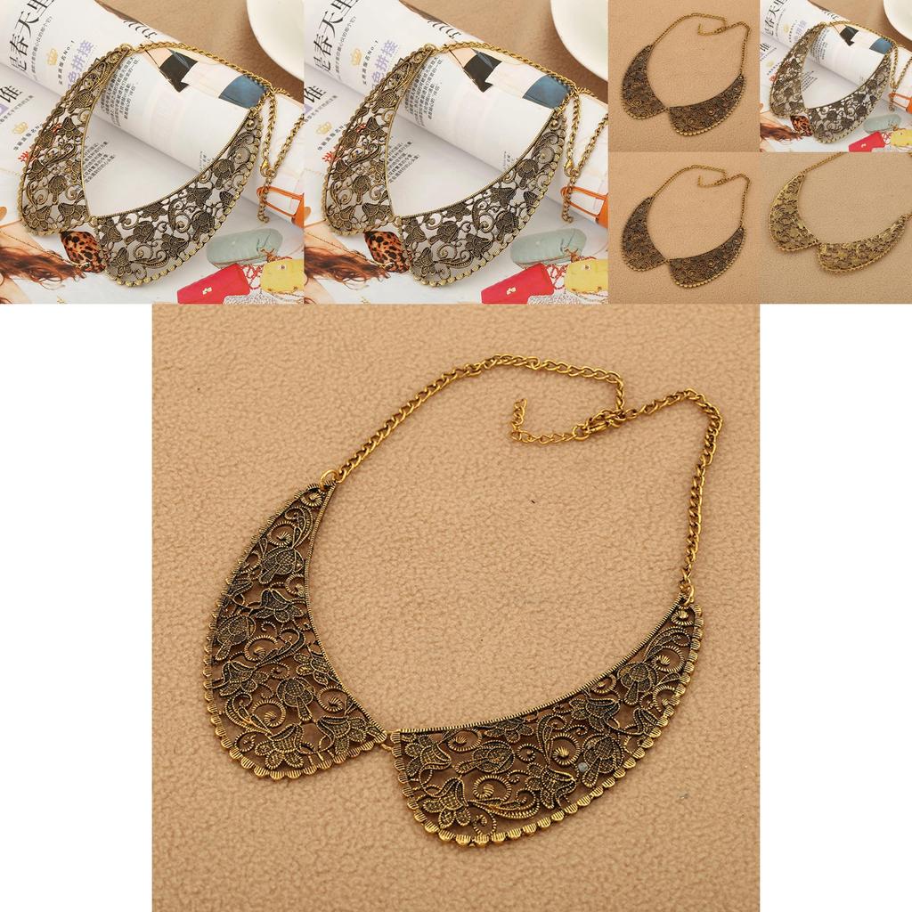 Vintage Alloy Hollow Out Necklace With Gold Finish For Artistic Fashion Enthusiasts