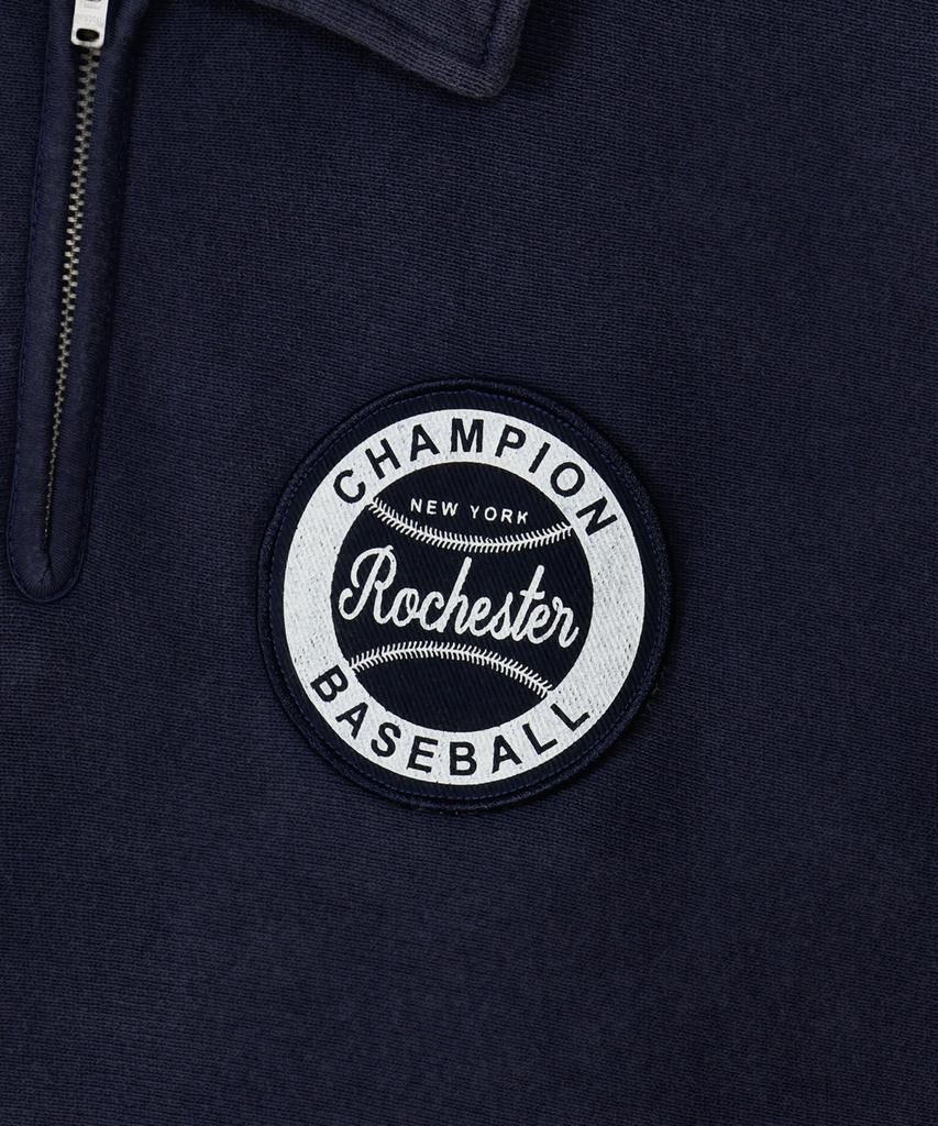CHAMPION Reverse Weave Baseball Patch Regular Fit Fleece-Lined Half Zip Midnight Blue