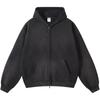 Mens Oversized Hooded Sweatshirt With Distressed Wash Print Heavyweight 400g Cotton Blend Zipper Front Casual Streetwear