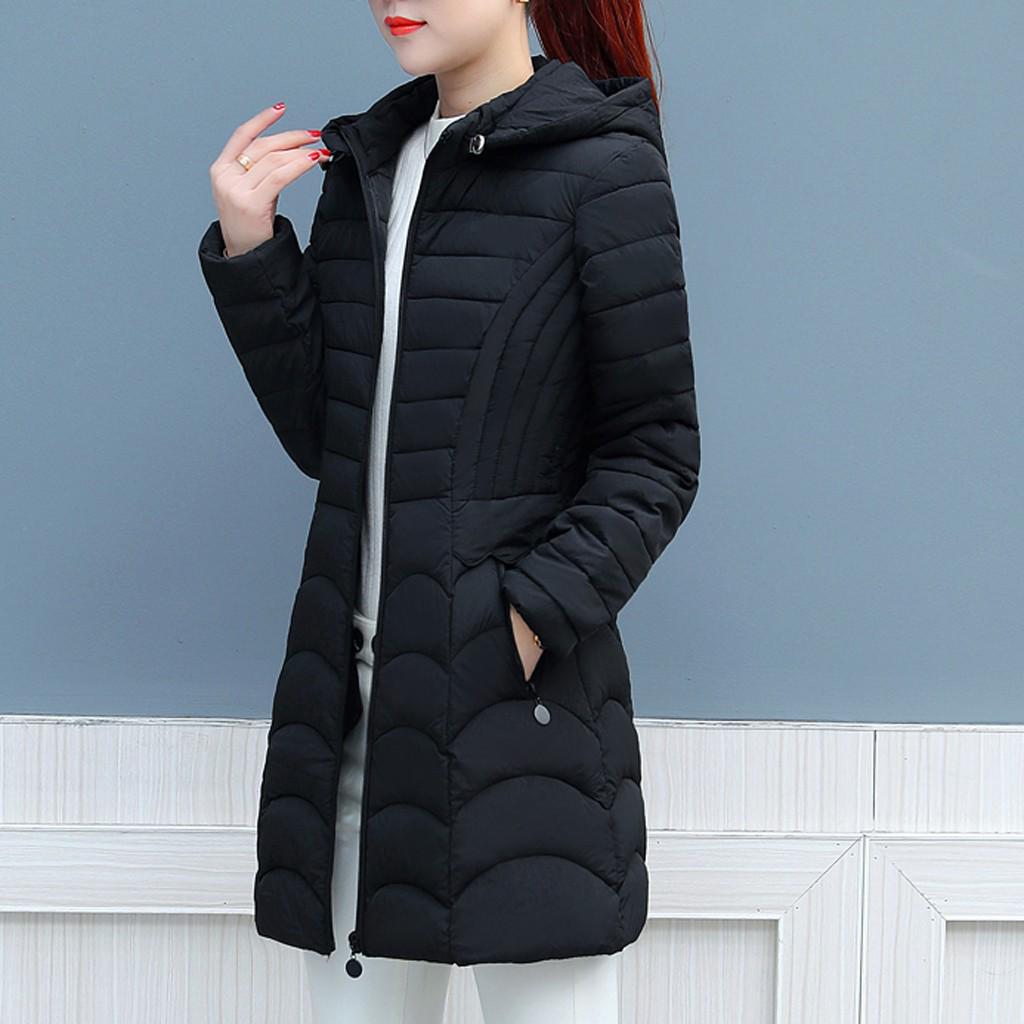 Fashion Women Winter Warm Cotton Hooded Winter Jacket Long-Sleeved Coat