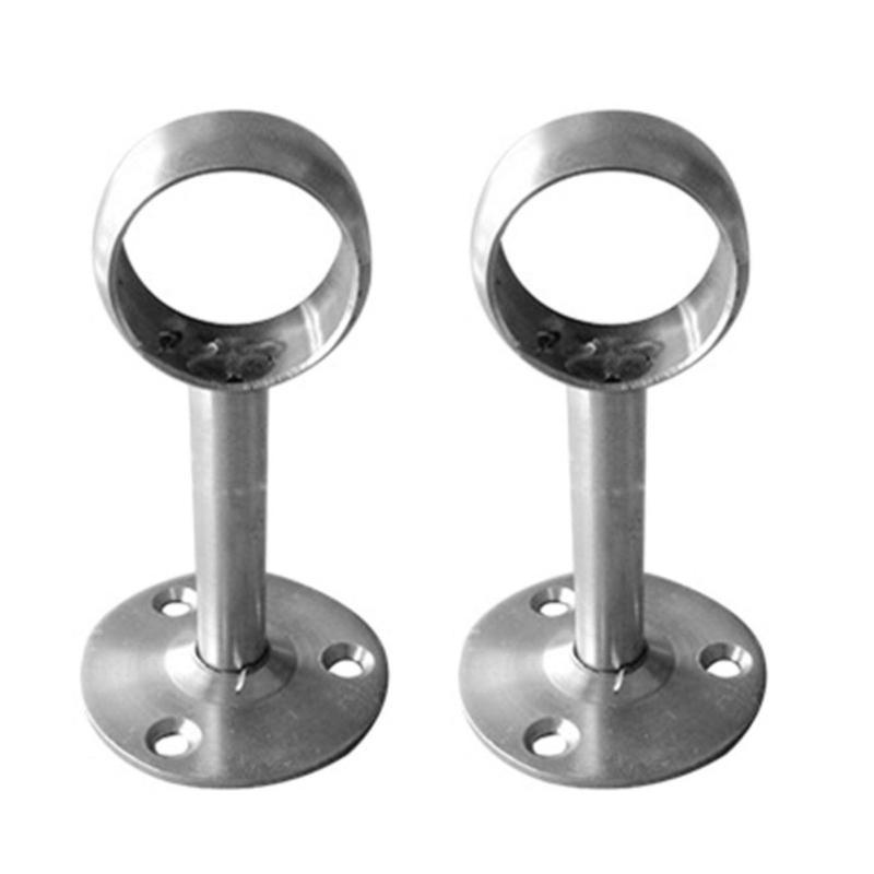 2Pcs Stainless-Steel Curtain Rod Bracket Home Hanging Rod Support Socket Closet Pole Sockets Flange Rod Holder