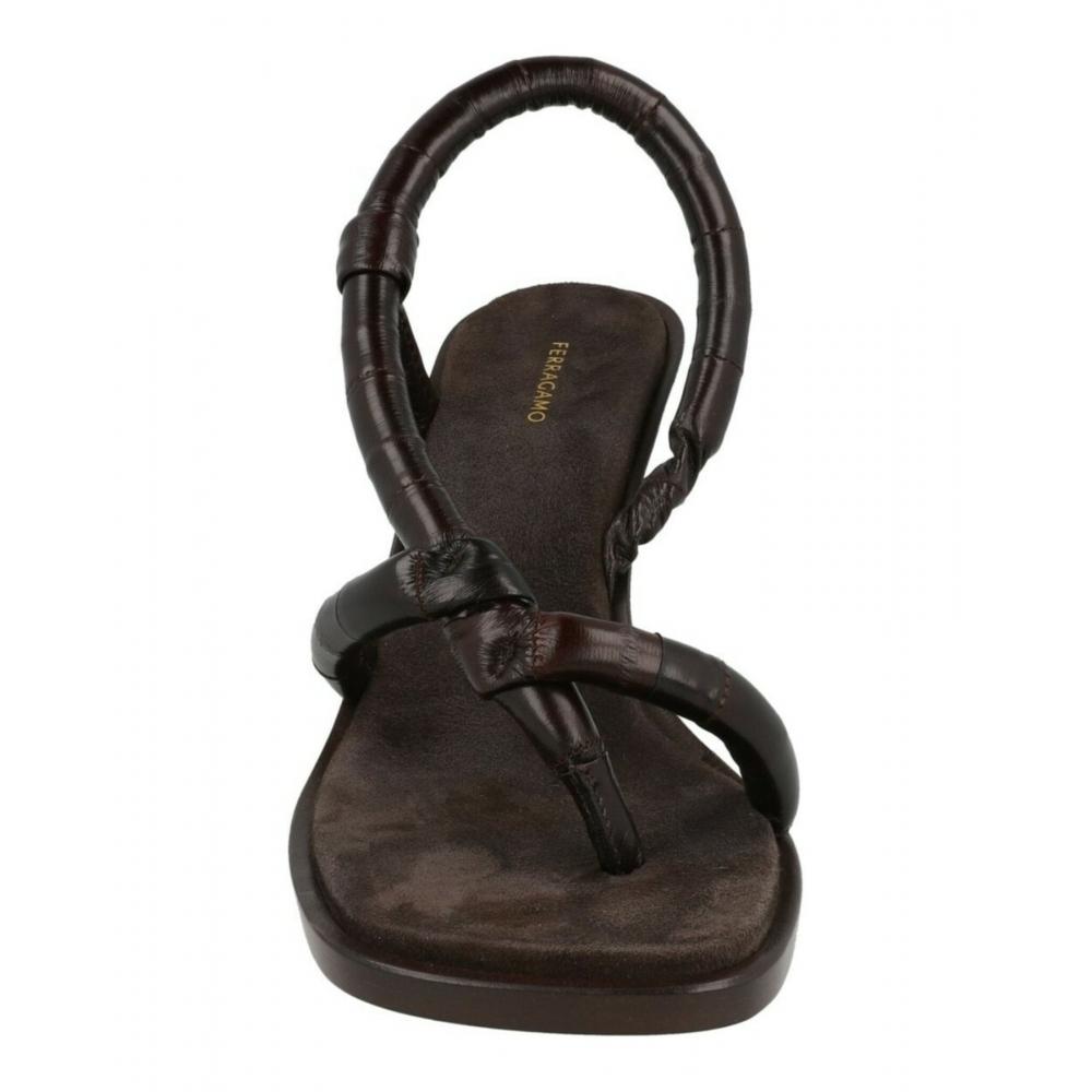 Salvatore Ferragamo Fleur Leather Sandals Black