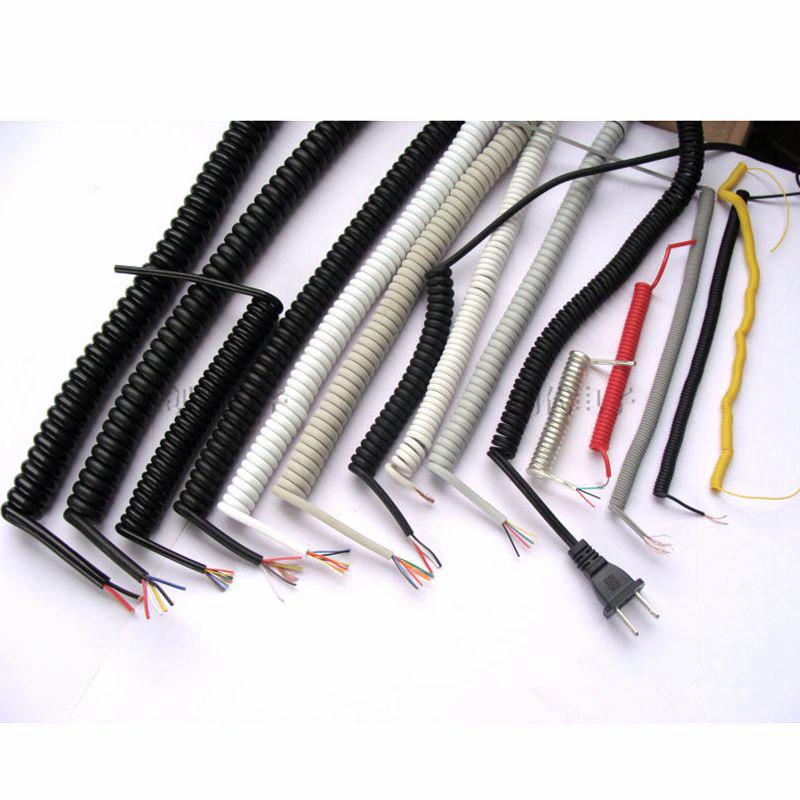 PU Spiral Spring Cable Reel with Universal Standard Power Plug Connections
