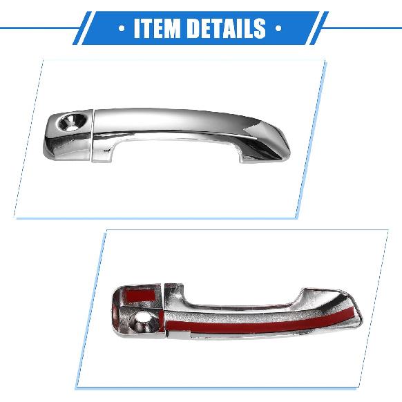 Car Door Handle Cover Kit Compatible for Toyota Tundra 2007-2018, Durable Plastic Silver Tone