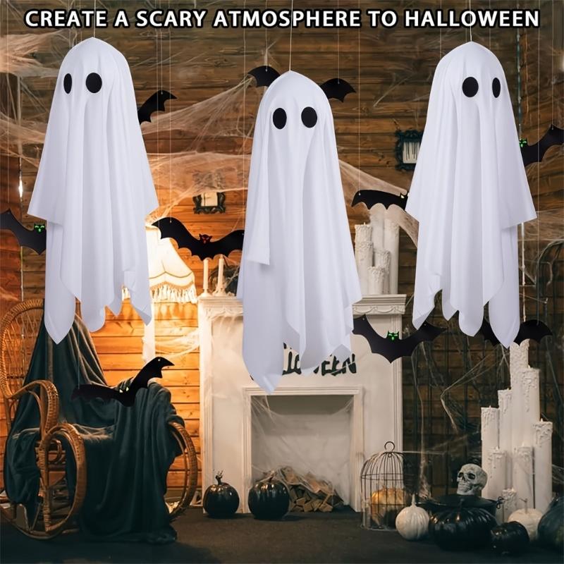 Halloween Seasonal Hanging Figure Set of 3 for Porch and Entryway, Fabric Draped Party Accent for Hallway Display and Seasonal Room Styling