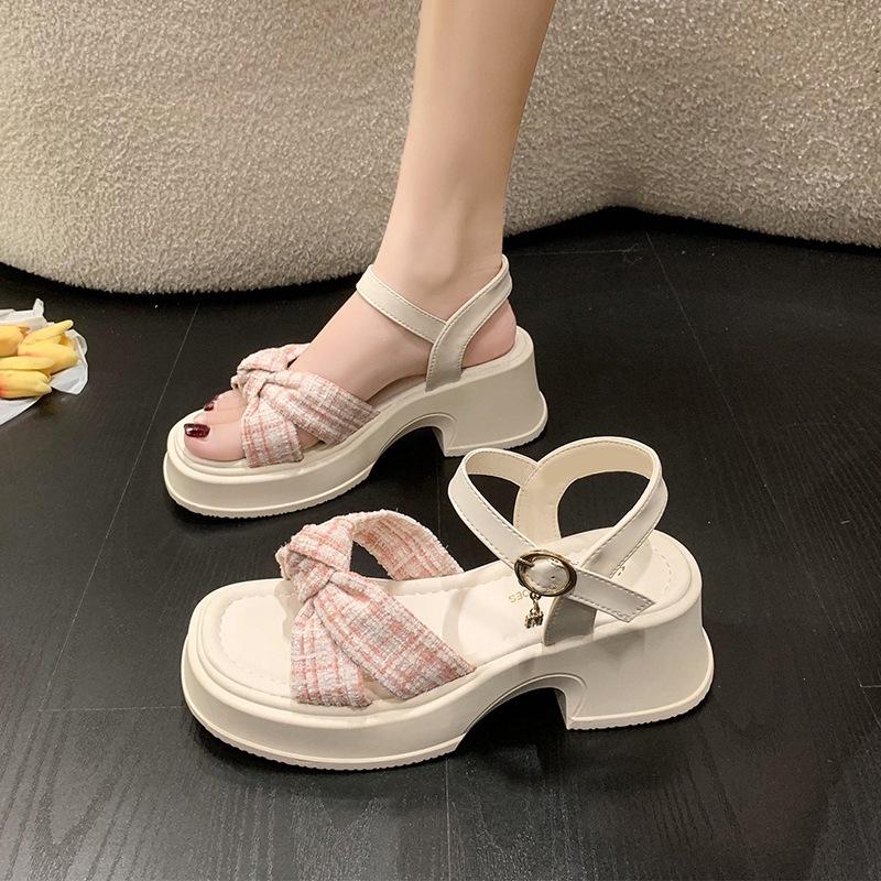 Fairy style sandals female 2025 new summer outer wear temperament thick bottom beautiful matching skirt word with high heels