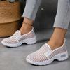 [Breathable Mesh Sneakers] Breathable Women's White Mesh Slip-On Sneakers with Glitter Accents | Mid-Top Support & Rubber Sole for Casual Sports