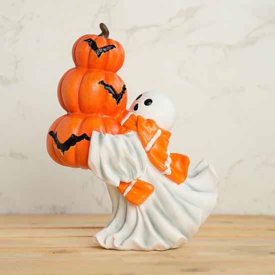 Halloween Ornament Ghost Hug Pumpkin Shape Resin Statue Halloween Table Shelf Office Desktop Decoration