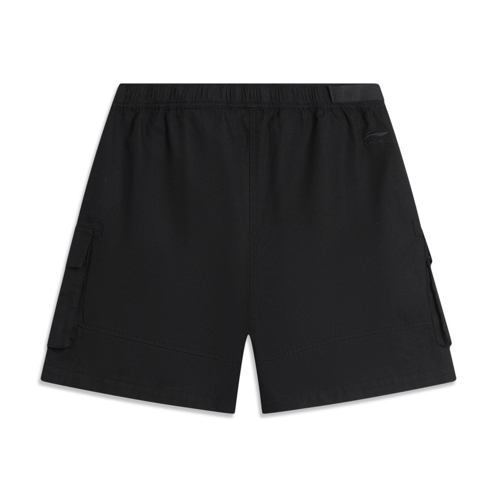 Li Ning CF Suo Solid Color Mid Waist Elastic Woven Casual Shorts Women Shorts Black AKSU714-3