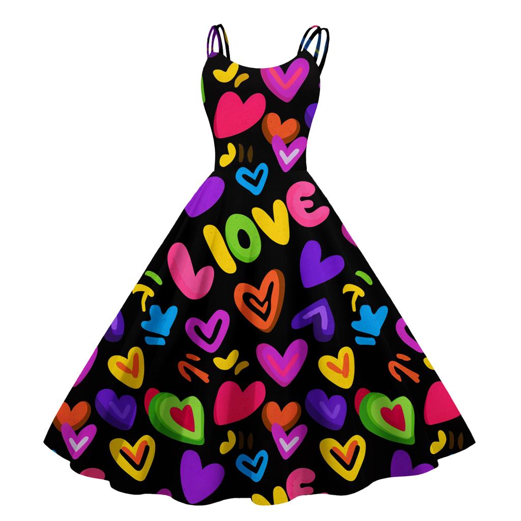 Women's Print Sexy Off-The-Shoulder Punk Vintage Dress