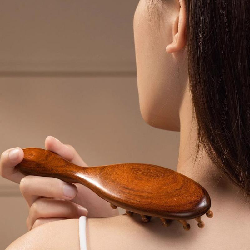 Wooden Therapy Massage Comb Scalp Head Massager Multi-Functional Natural Sandalwood Hair Brush Guasha Scraping Body Massage Tool