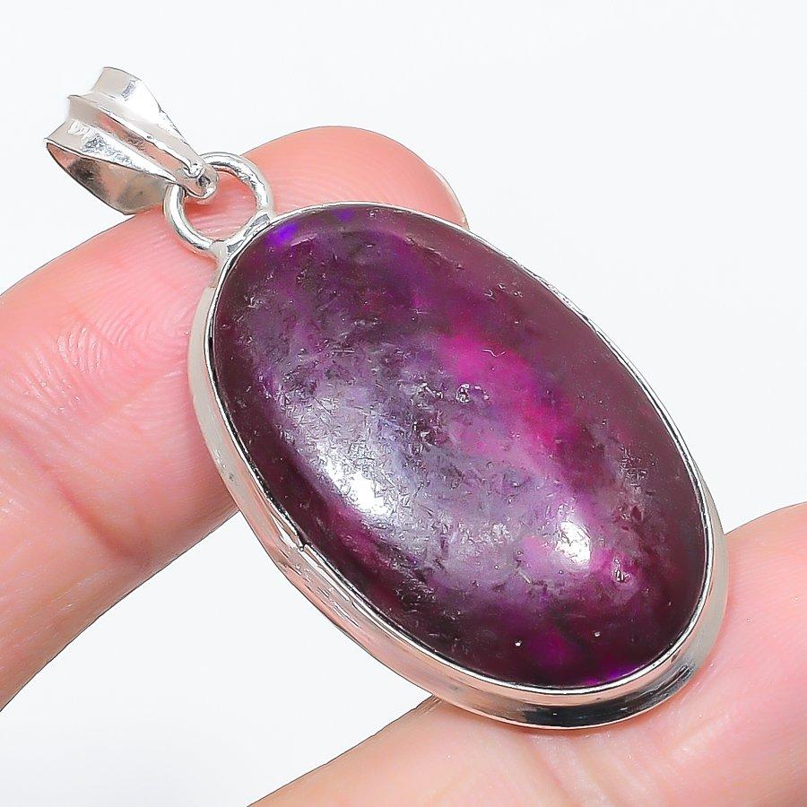 

Natural Pink Labradorite Gemstone 925 Sterling Silver Jewelry Pendant 1.97 H8p22
