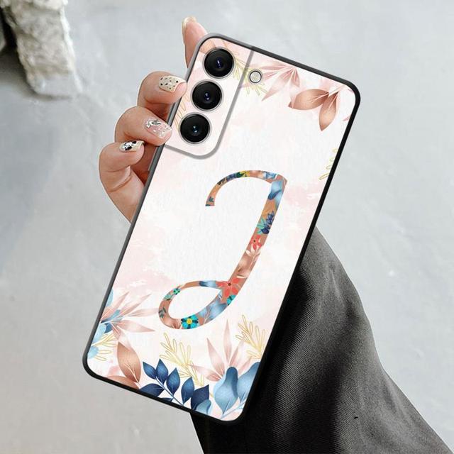 Handyhülle für Samsung Galaxy S23 S22 S21 S20 Fe Ultra S10 S9 S8 Plus Note 20ultra 10plus Hülle Blumenmuster Blatt Buchstabe Kunst