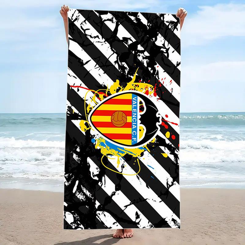 Valencia CF Logo Print Beach Towel, Large Soft Quick Dry Towel for Beach Camping Swimming