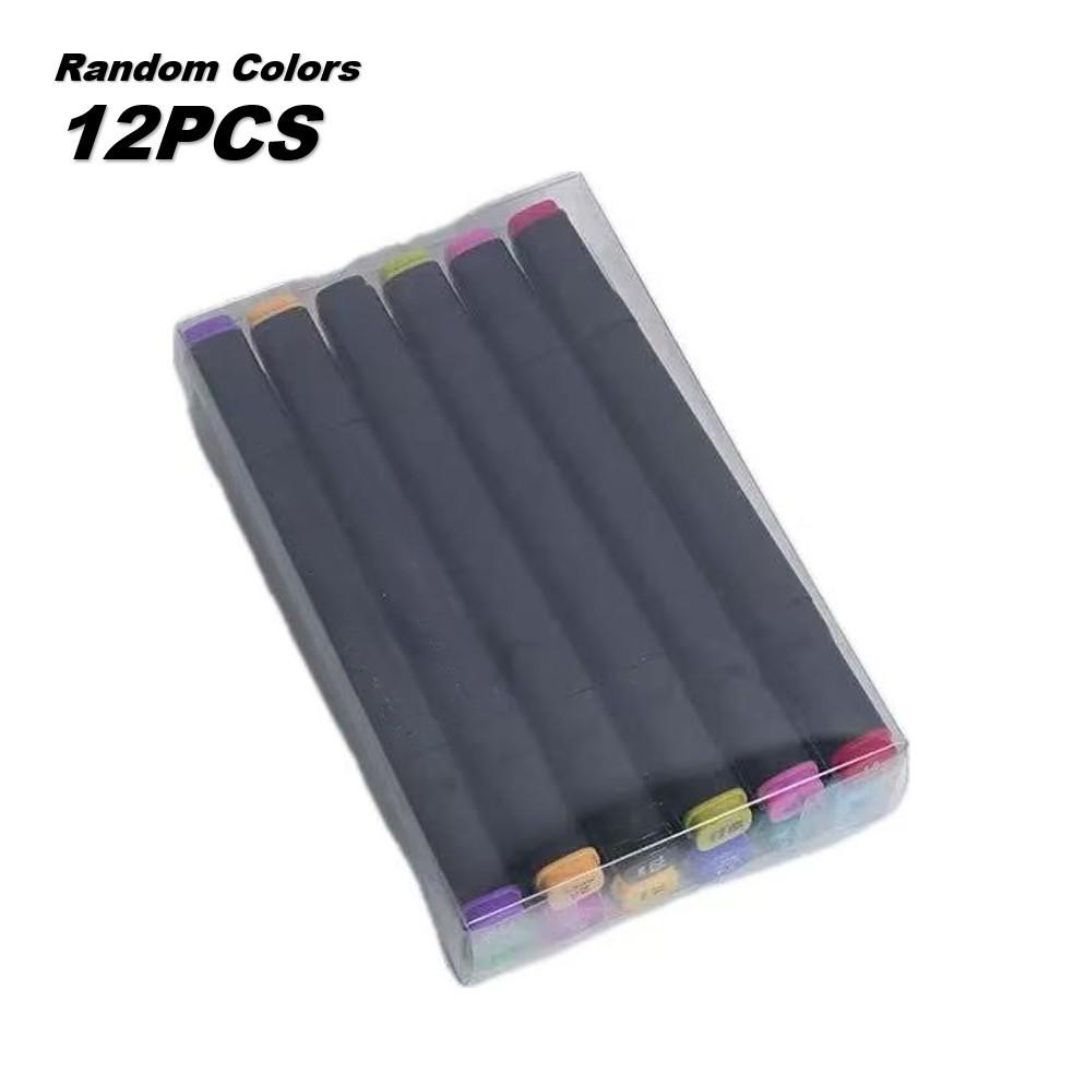 Двусторонние скетч-маркеры с подставкой - Яркие спиртовые цвета для рисования и дизайна, Случайные цвета Random 12pcs