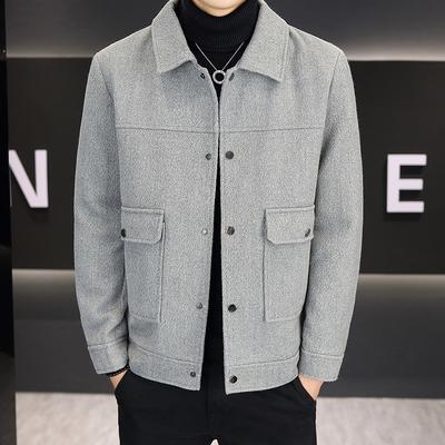 Mantel Herren Frühling und Herbst Koreanische Version Kurz High-End Jacke Mode Herren Reversjacke Lässig Vielseitig