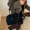 Retro Korean Tote Bag Womens Large Capaci Commuter Handbag Soft Handle Boston Bag Autumn New Sle Handbag for Women Suede Leather