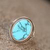 Vintage Women'S Ring Oval Synthetic Turquoise Rings For Men Women Fine Jewelry Suitable For Daily Clothing
