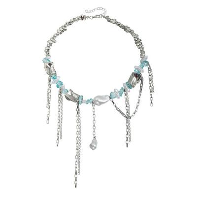 Dynamische Beweging Kwastjes Ketting Nekketting Combinatie van Metalen Accent En Artistieke Hars Kralen Schikkingen