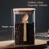 800/1000/1200ML Large Capacity Square Sealed Glass Jar with Spoon Seasoning Coffee Bean Storage Jar Home Sealed Storage tanks