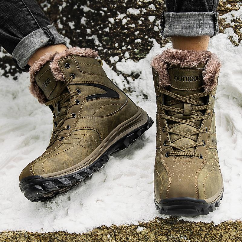 Mens Plus Size 40-48 Winter Boots Waterproof Outdoor Men Boots Ankle Snow Boots High Men Footwear