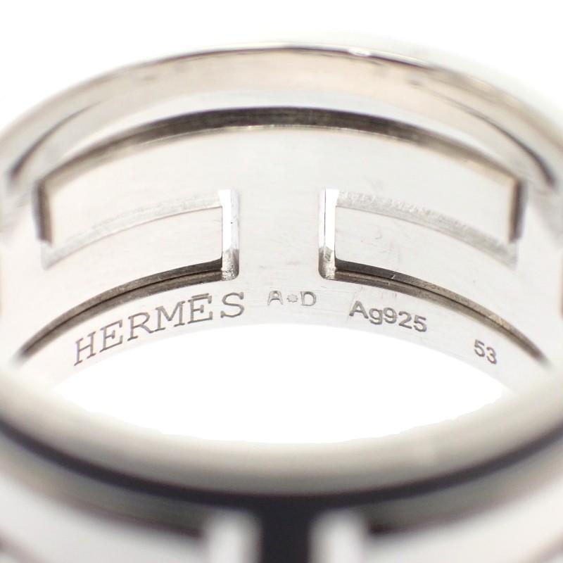 HERMES  #13(JP Size)  ring black Silver925 Women
