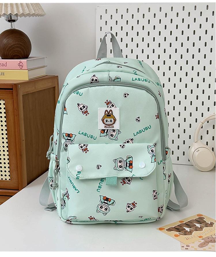 School Bag for Primary and Secondary School Students Cute Cartoon Printed School Bag Labu Cloth Casual Versatile Backpack College Style Backpack