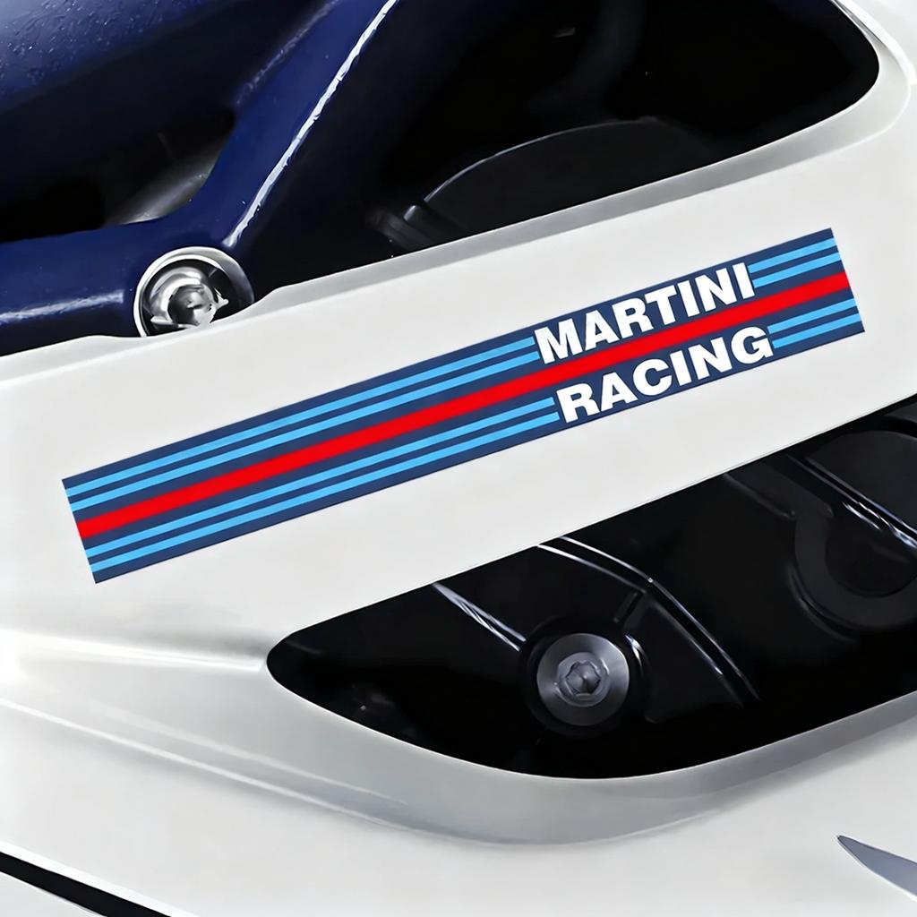 Martini Racing Style Car Motorcycle Sticker, Durable Vinyl Decal for Bumper Window Laptop Wall DIY Car Tuning Exterior Decor