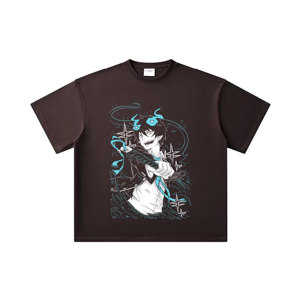 260 GSM Double Yarn 32 Count 100% Cotton Blue Exorcist V1 Rin Print Unisex Heavy Cotton T Shirt