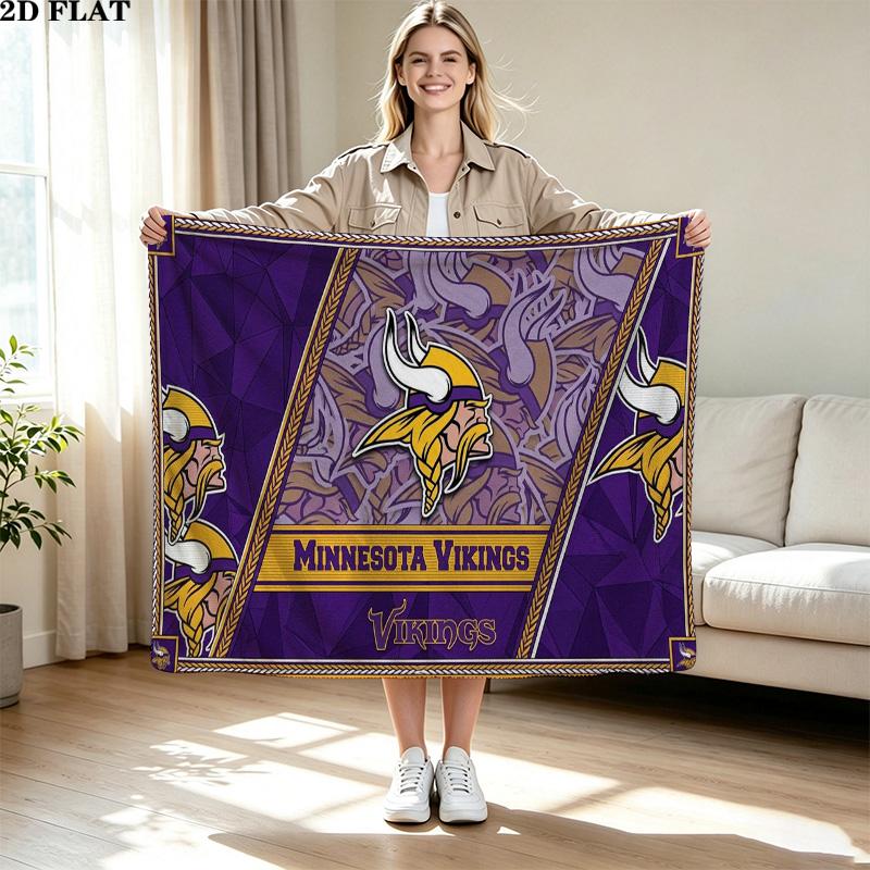Minnesota Vikings Print Flanelovádeka Vysoká Kvalita Teplá Pohodlná Přikrývka pro Všechna Roční Období Perfektní jako Dárky Domácí Dekor