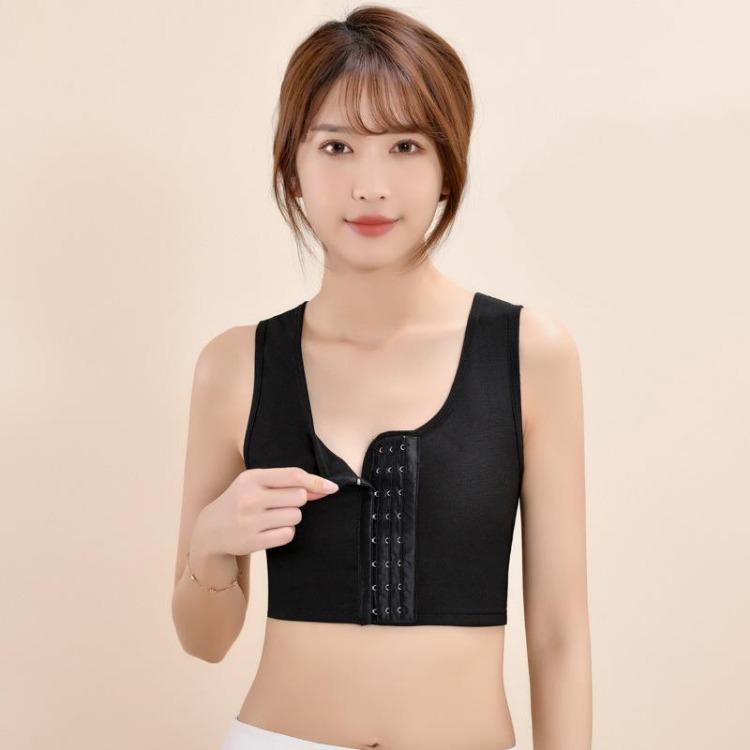 Breathable Womens Chest Binder Stretch Sportswear Top Flat Breast Corset Tank Shaping Les Buckle Crop