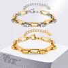 Vnox Classic Paperclip Chain Bracelet For Women Stainless Steel Gold Color Never Fade Charm Bracelet Girls Jewelry Birthday Gift
